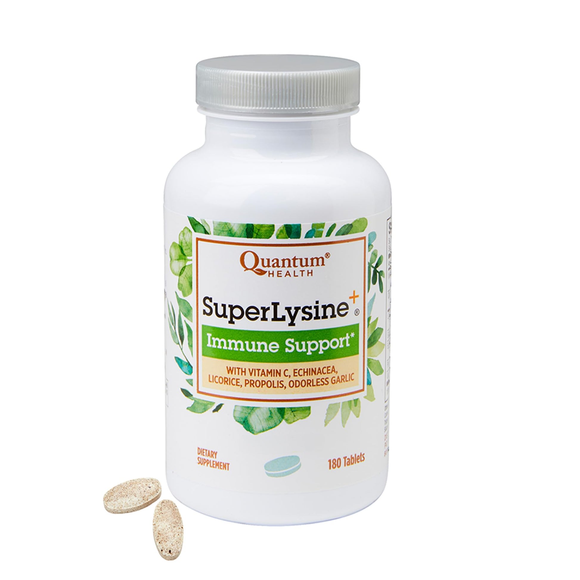 Quantum Health Super Lysine+ / Advanced Formula Lysine+ Immune Support with Vitamin C, Echinacea, Licorice, Propolis, Odorless Garlic - Maple Wellness Supplements