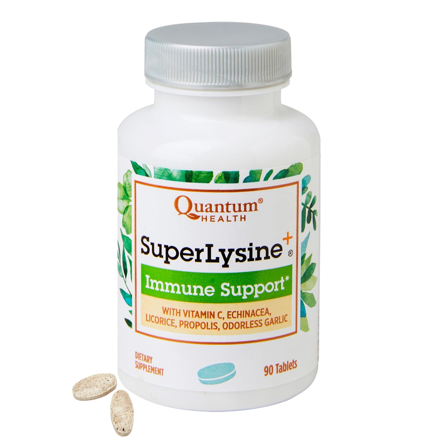 Quantum Health Super Lysine+ / Advanced Formula Lysine+ Immune Support with Vitamin C, Echinacea, Licorice, Propolis, Odorless Garlic (90 Tablets) - Maple Wellness Supplements