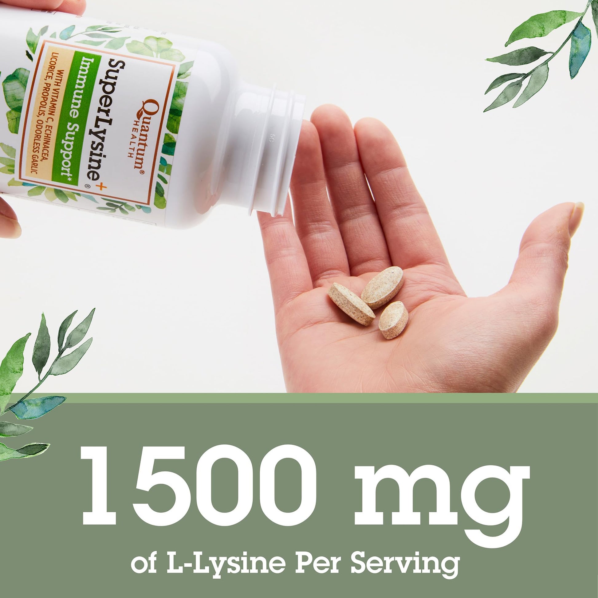 Quantum Health Super Lysine+ / Advanced Formula Lysine+ Immune Support with Vitamin C, Echinacea, Licorice, Propolis, Odorless Garlic (90 Tablets) - Maple Wellness Supplements