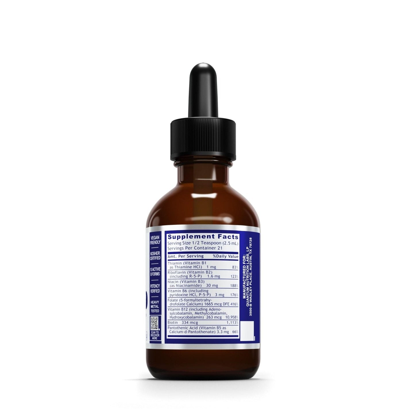Quantum Nutrition Labs Max Energy B - Vitamin B Complex Liquid Drops, Organic Supplement for Women and Men - Maple Wellness Supplements