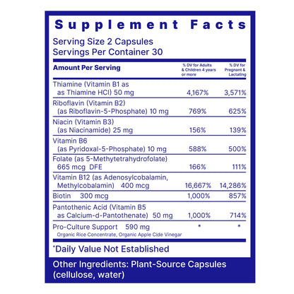 Quantum Nutrition Labs Max Energy Bs - Vitamin B Complex, Methylated B Complex Vitamins with Vitamin B1, B6, B12, Thiamin, Folate and Biotin - Maple Wellness Supplements