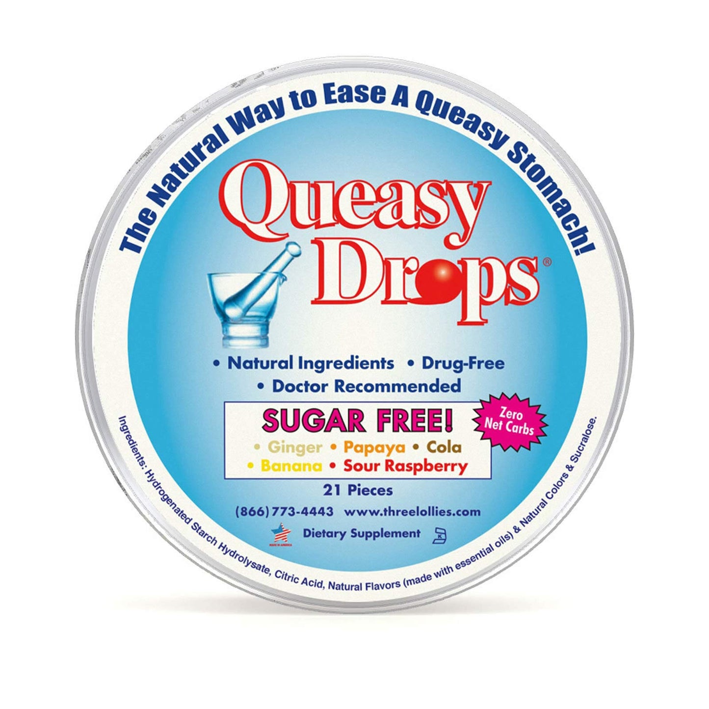 Queasy Drops Sugar Free! 21 Lozenges - Maple Wellness Supplements