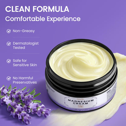 QUELTIS Magnesium Cream, Magnesium Lotion for Sleep, Pain & Leg Cramps, Topical Magnesium Chloride Cream for Muscle Relaxation, Calm, Moisturizing - Maple Wellness Supplements