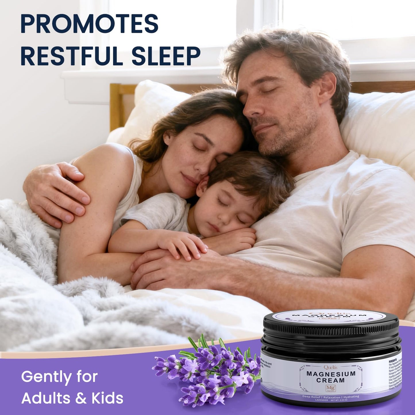 QUELTIS Magnesium Cream, Magnesium Lotion for Sleep, Pain & Leg Cramps, Topical Magnesium Chloride Cream for Muscle Relaxation, Calm, Moisturizing - Maple Wellness Supplements