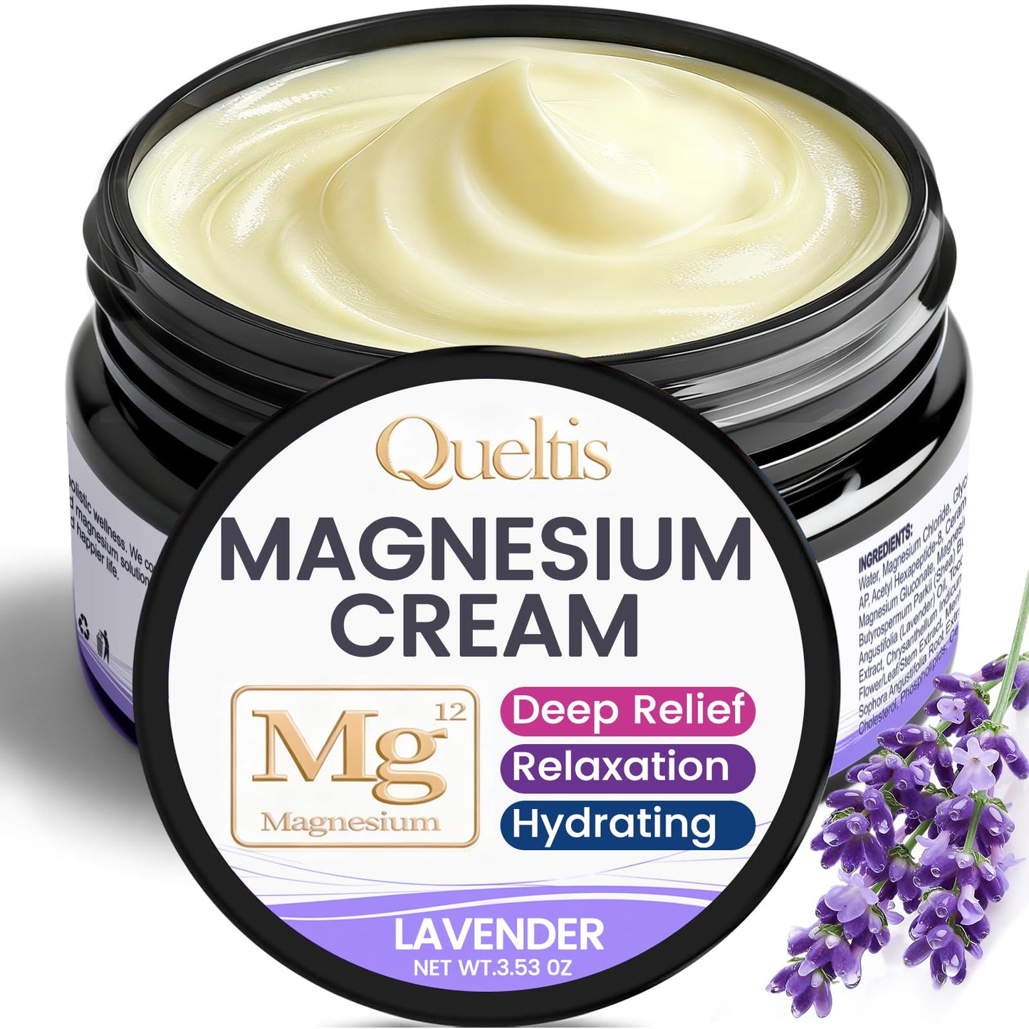 QUELTIS Magnesium Cream, Magnesium Lotion for Sleep, Pain & Leg Cramps, Topical Magnesium Chloride Cream for Muscle Relaxation, Calm, Moisturizing - Maple Wellness Supplements