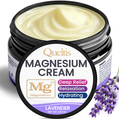 QUELTIS Magnesium Cream, Magnesium Lotion for Sleep, Pain & Leg Cramps, Topical Magnesium Chloride Cream for Muscle Relaxation, Calm, Moisturizing - Maple Wellness Supplements