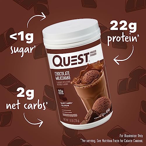 Quest Nutrition Chocolate Milkshake Protein Powder, 22g Protein, 2g Net Carbs, 1g Sugar - Maple Wellness Supplements