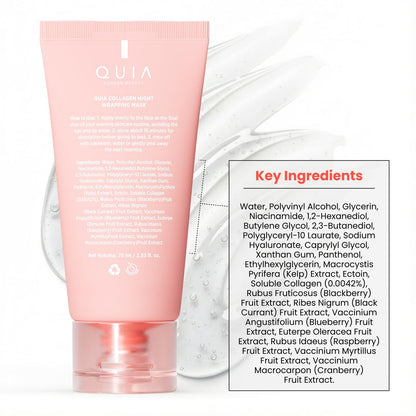 QUIA Collagen Wrapping Mask 75ml - Clinical +92% Firmer Appearance - Overnight Glass Skin Peel Off - Korean Skincare - Maple Wellness Supplements