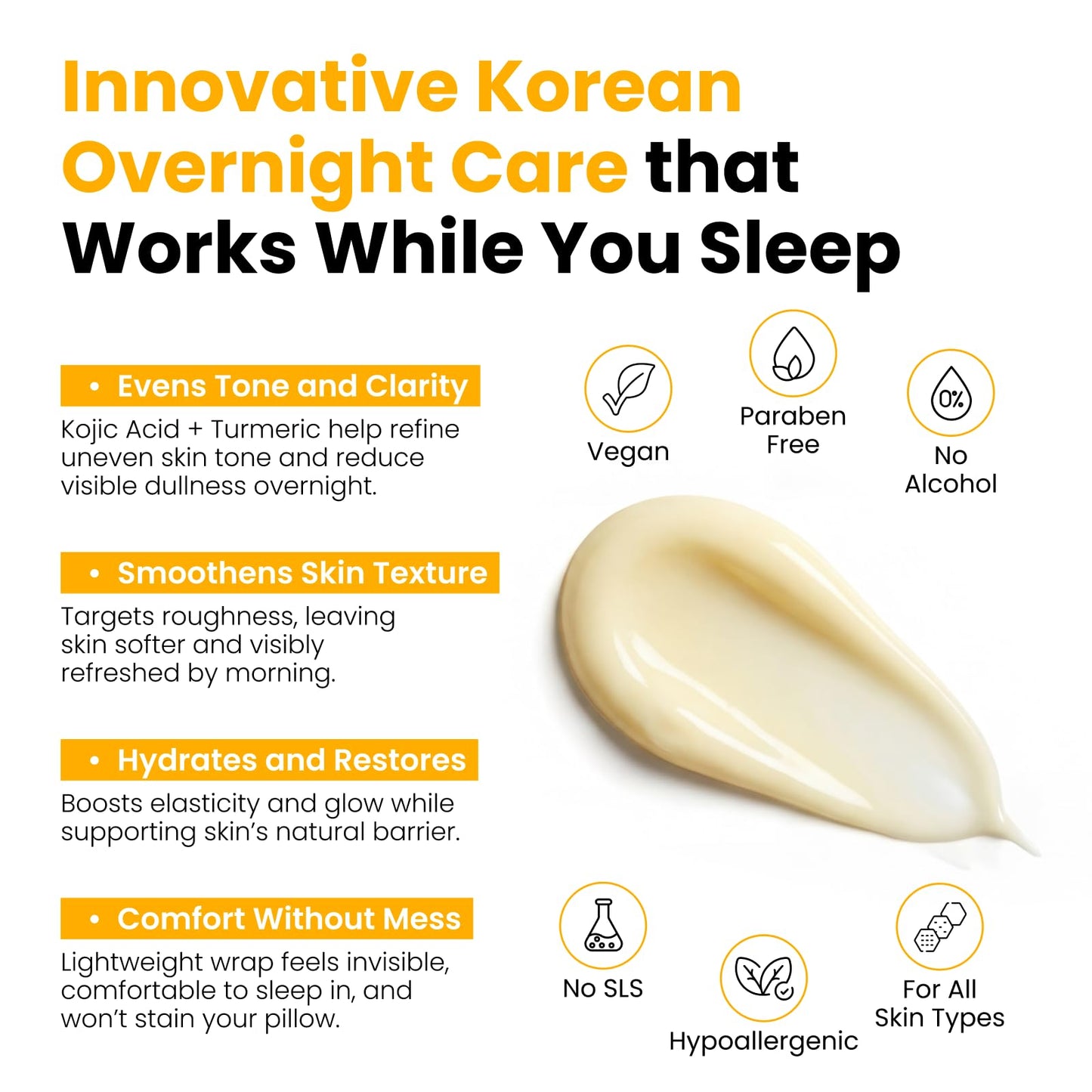 QUIA Turmeric + Kojic Acid Overnight Wrapping Mask – Hydration Mask for Glowing Skin - Maple Wellness Supplements