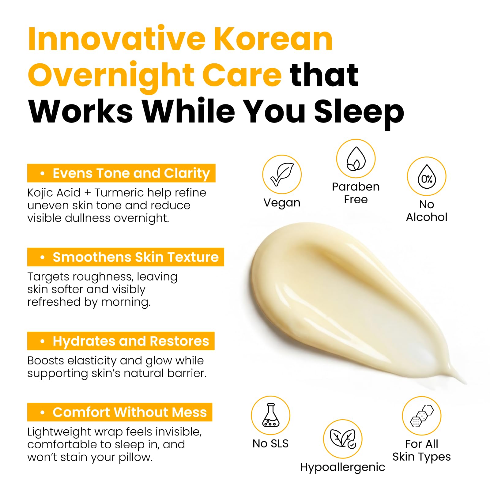 QUIA Turmeric + Kojic Acid Overnight Wrapping Mask – Hydration Mask for Glowing Skin - Maple Wellness Supplements