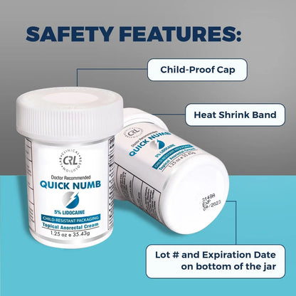 Quick Numb 5% Lidocaine Cream Maximum Strength Liposomal, Fast Itch Burn Pain Relief Cream with Aloe Allantoin Vitamin E, Gentle on Skin Support Healing Hemorrhoid Treatment 1.25 oz - Maple Wellness Supplements