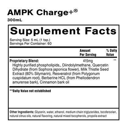 Quicksilver Scientific AMPK Charge+ - Support The Benefits of Intermittent Fasting, Carb Restrictive + Keto Protocols - Promotes Energy Production, Fat Breakdown + Healthy Aging (10.14oz / 300ml) - Maple Wellness Supplements