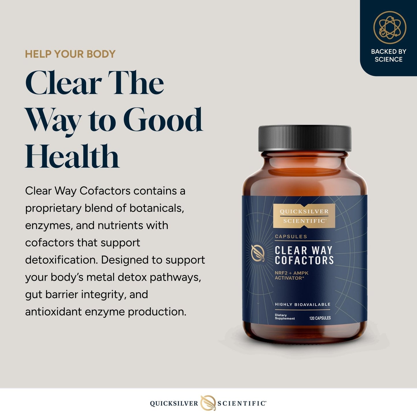 Quicksilver Scientific Clear Way Cofactors - Body Detox Cleanse Support with Vitamin B1, Dandelion Extract, Quercetin & Nattokinase Enzyme - Antioxidant Cleanse to Support Gut Health (120 Capsules) - Maple Wellness Supplements