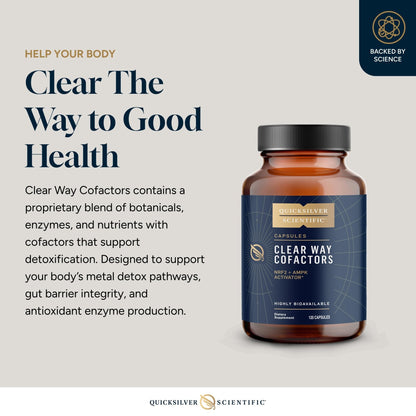 Quicksilver Scientific Clear Way Cofactors - Body Detox Cleanse Support with Vitamin B1, Dandelion Extract, Quercetin & Nattokinase Enzyme - Antioxidant Cleanse to Support Gut Health (120 Capsules) - Maple Wellness Supplements