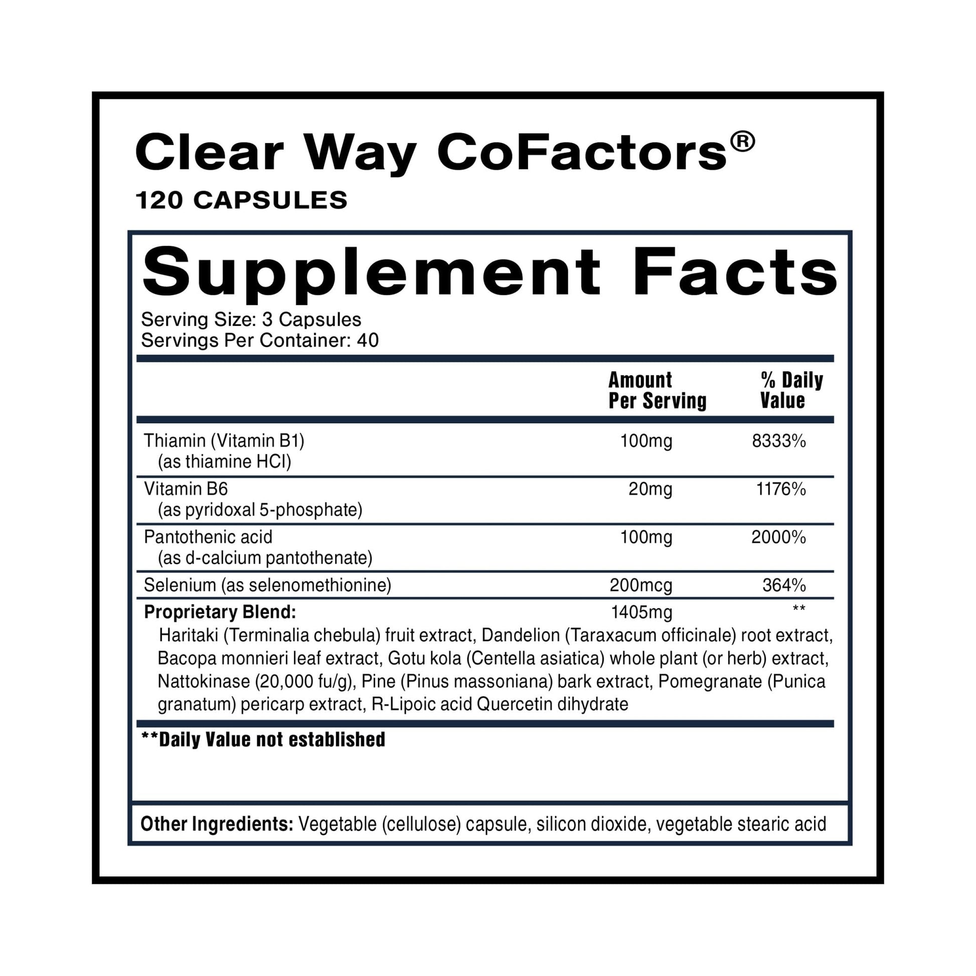 Quicksilver Scientific Clear Way Cofactors - Body Detox Cleanse Support with Vitamin B1, Dandelion Extract, Quercetin & Nattokinase Enzyme - Antioxidant Cleanse to Support Gut Health (120 Capsules) - Maple Wellness Supplements