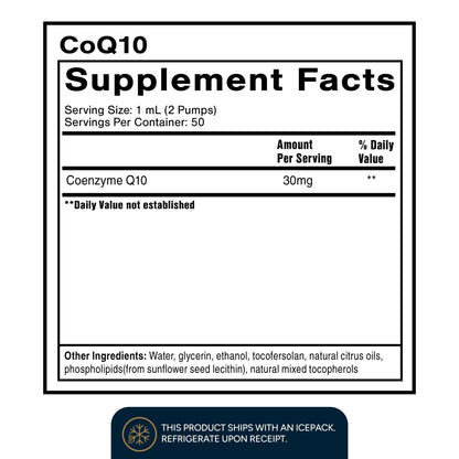 Quicksilver Scientific CoQ10 Nanoemulsion - Liposomal Coenzyme Q10 Cardiovascular Support & Cellular Energy Supplement - Fast Absorbing Liquid (1.7oz / 50ml) - Maple Wellness Supplements