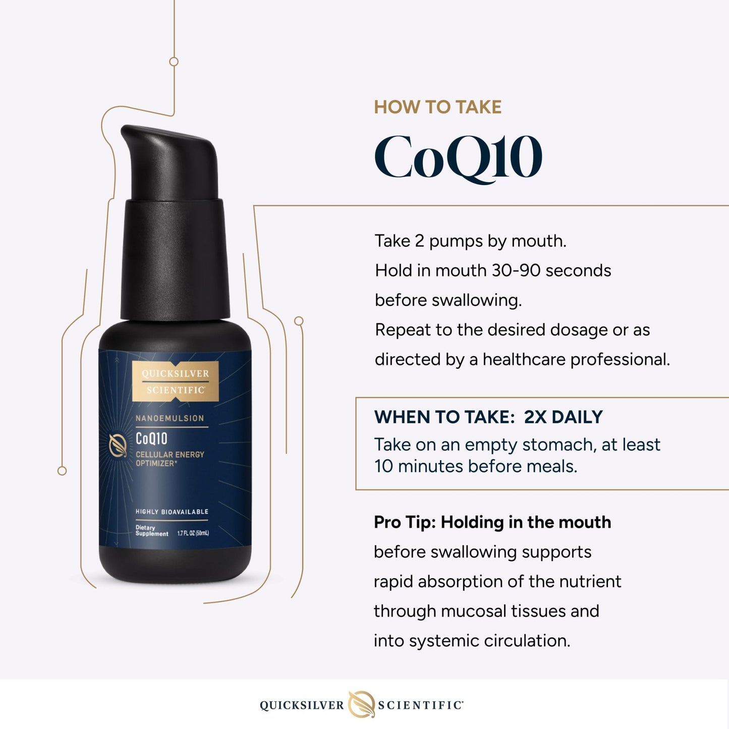 Quicksilver Scientific CoQ10 Nanoemulsion - Liposomal Coenzyme Q10 Cardiovascular Support & Cellular Energy Supplement - Fast Absorbing Liquid (1.7oz / 50ml) - Maple Wellness Supplements