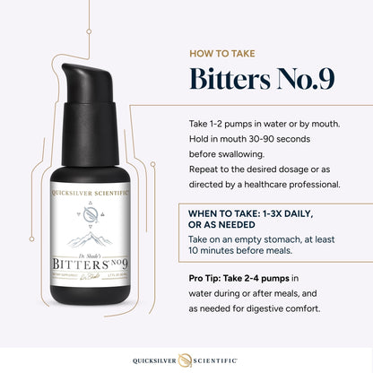 Quicksilver Scientific Dr. Shade's Bitters No. 9 - for Digestion - Fast Acting Liposomal Digestive Bitters with Milk Thistle, Burdock Root & Juniper Essential Oil - Digestive Support (50ml) - Maple Wellness Supplements