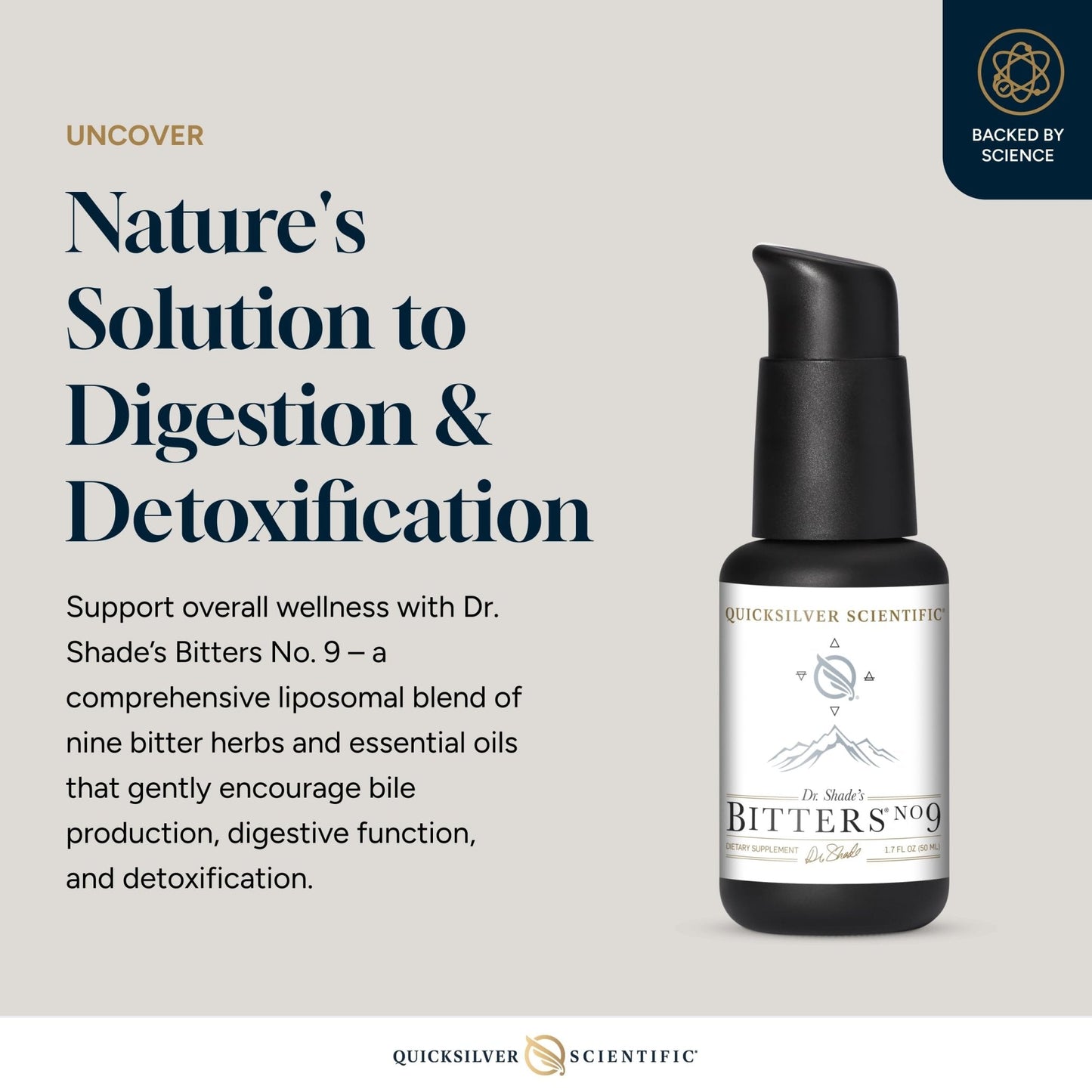 Quicksilver Scientific Dr. Shade's Bitters No. 9 - for Digestion - Fast Acting Liposomal Digestive Bitters with Milk Thistle, Burdock Root & Juniper Essential Oil - Digestive Support (50ml) - Maple Wellness Supplements