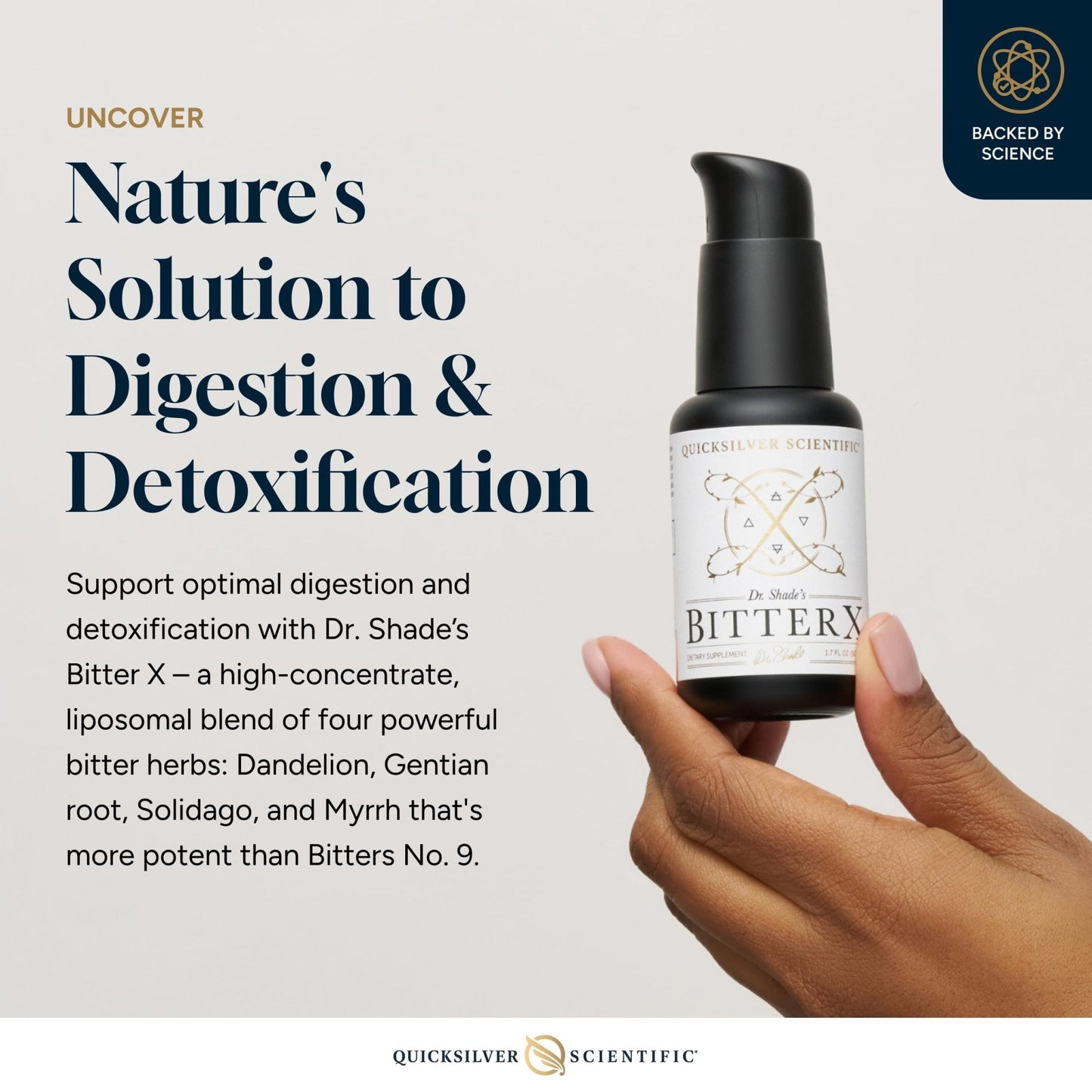 Quicksilver Scientific Dr. Shade's BitterX - Highly Concentrated Bitters for Digestion - Fast Acting Digestive Support & Liver Supplement with Dandelion Root, Gentian Root, Solidago & Myrrh (50ml) - Maple Wellness Supplements