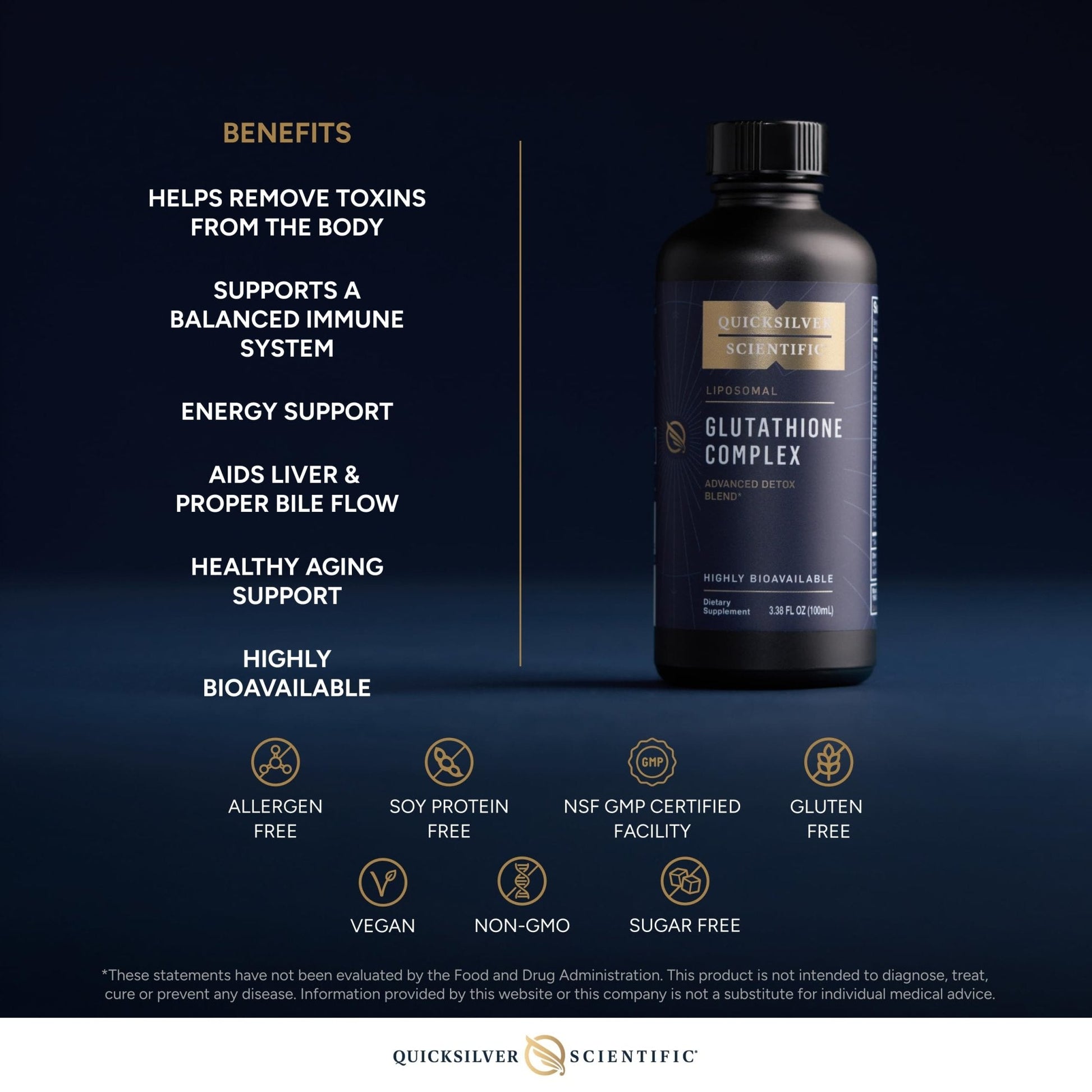 Quicksilver Scientific Glutathione Complex - Superior Absorption Antioxidant Supplement with Liquid Glutathione & Milk Thistle - Vitamin B Complex - Supplement for Daily Use (3.38 fl oz) - Maple Wellness Supplements