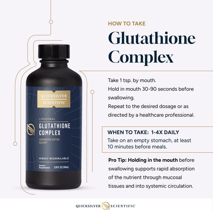 Quicksilver Scientific Glutathione Complex - Superior Absorption Antioxidant Supplement with Liquid Glutathione & Milk Thistle - Vitamin B Complex - Supplement for Daily Use (3.38 fl oz) - Maple Wellness Supplements