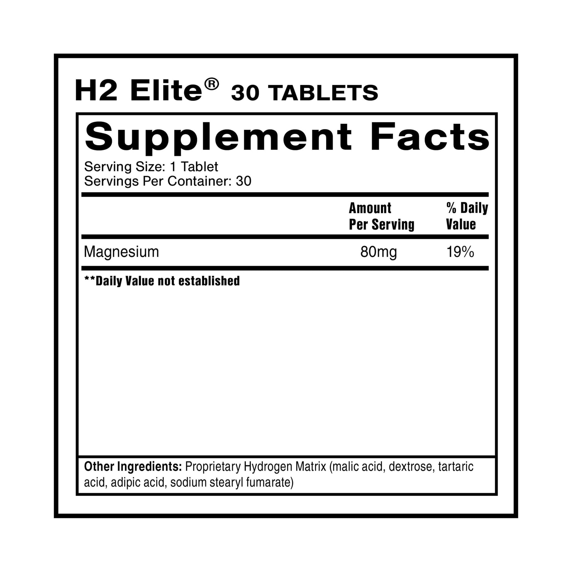 Quicksilver Scientific H2 Elite - Molecular Hydrogen for Energy + Metabolism Support, Water Tablets Perfect for Open Containers - Magnesium Malate Drink Additive (30 Molecular Hydrogen Tablets) - Maple Wellness Supplements
