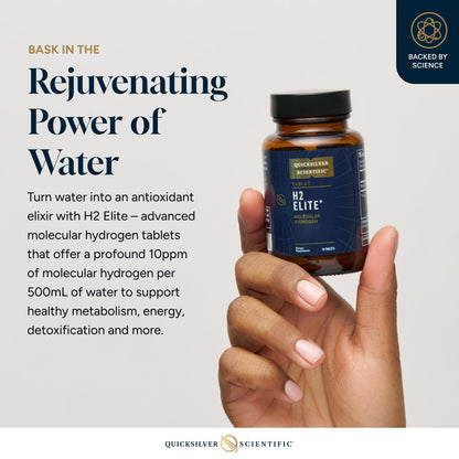 Quicksilver Scientific H2 Elite - Molecular Hydrogen for Energy + Metabolism Support, Water Tablets Perfect for Open Containers - Magnesium Malate Drink Additive (60 Molecular Hydrogen Tablets) - Maple Wellness Supplements