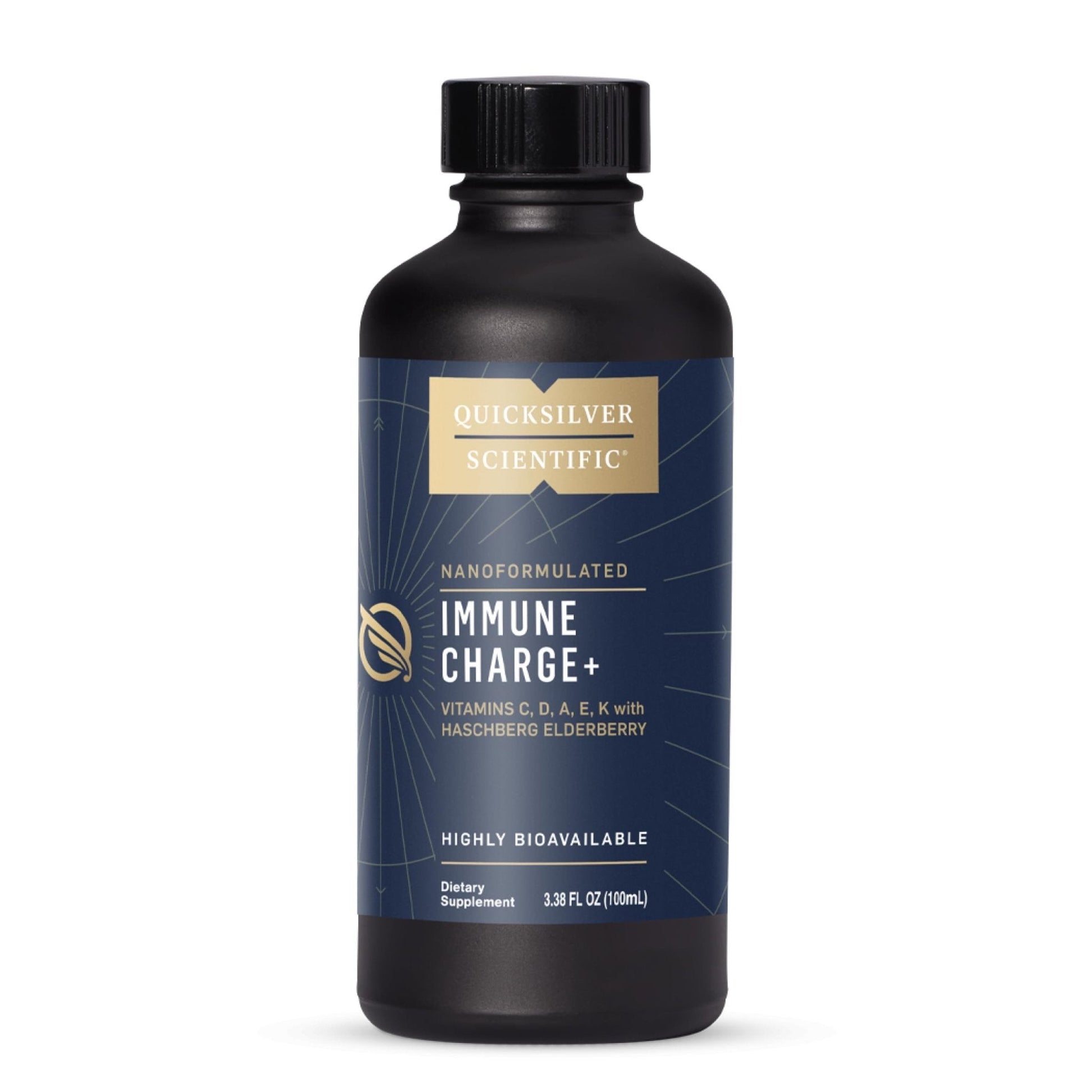 Quicksilver Scientific Immune Charge+ - Elderberry with 10,000 IU Vitamin D3, 25,000 Vitamin A, C, E, K1 & K2 for Immune Health & Lung Support (100ml) - Maple Wellness Supplements