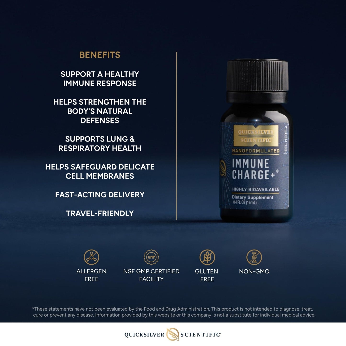 Quicksilver Scientific Immune Charge+ - Portable Wellness with Elderberry, Vitamin C, E, K1, K2, 10,000 IU Vitamin D for Optimal Immune System Support (12 Single Serving Shots) - Maple Wellness Supplements