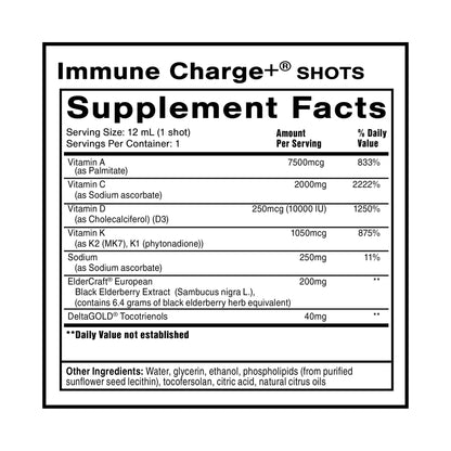 Quicksilver Scientific Immune Charge+ - Portable Wellness with Elderberry, Vitamin C, E, K1, K2, 10,000 IU Vitamin D for Optimal Immune System Support (12 Single Serving Shots) - Maple Wellness Supplements