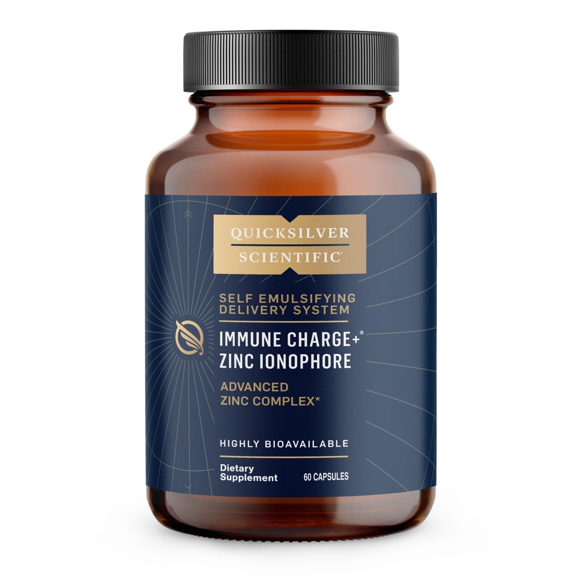 Quicksilver Scientific Immune Charge+ Zinc Ionophore - Zinc Supplement Complexed with Quercetin, Luteolin, Hesperetin Immune + GI Support (60 Capsules) - Maple Wellness Supplements