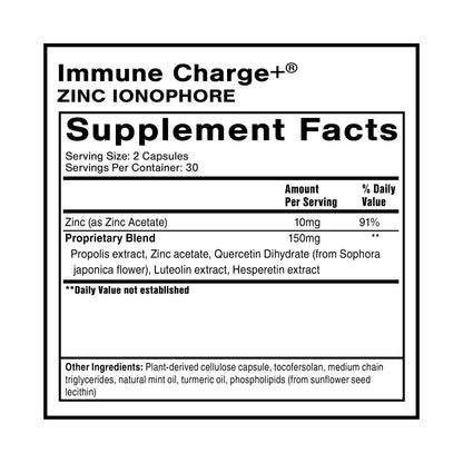 Quicksilver Scientific Immune Charge+ Zinc Ionophore - Zinc Supplement Complexed with Quercetin, Luteolin, Hesperetin Immune + GI Support (60 Capsules) - Maple Wellness Supplements