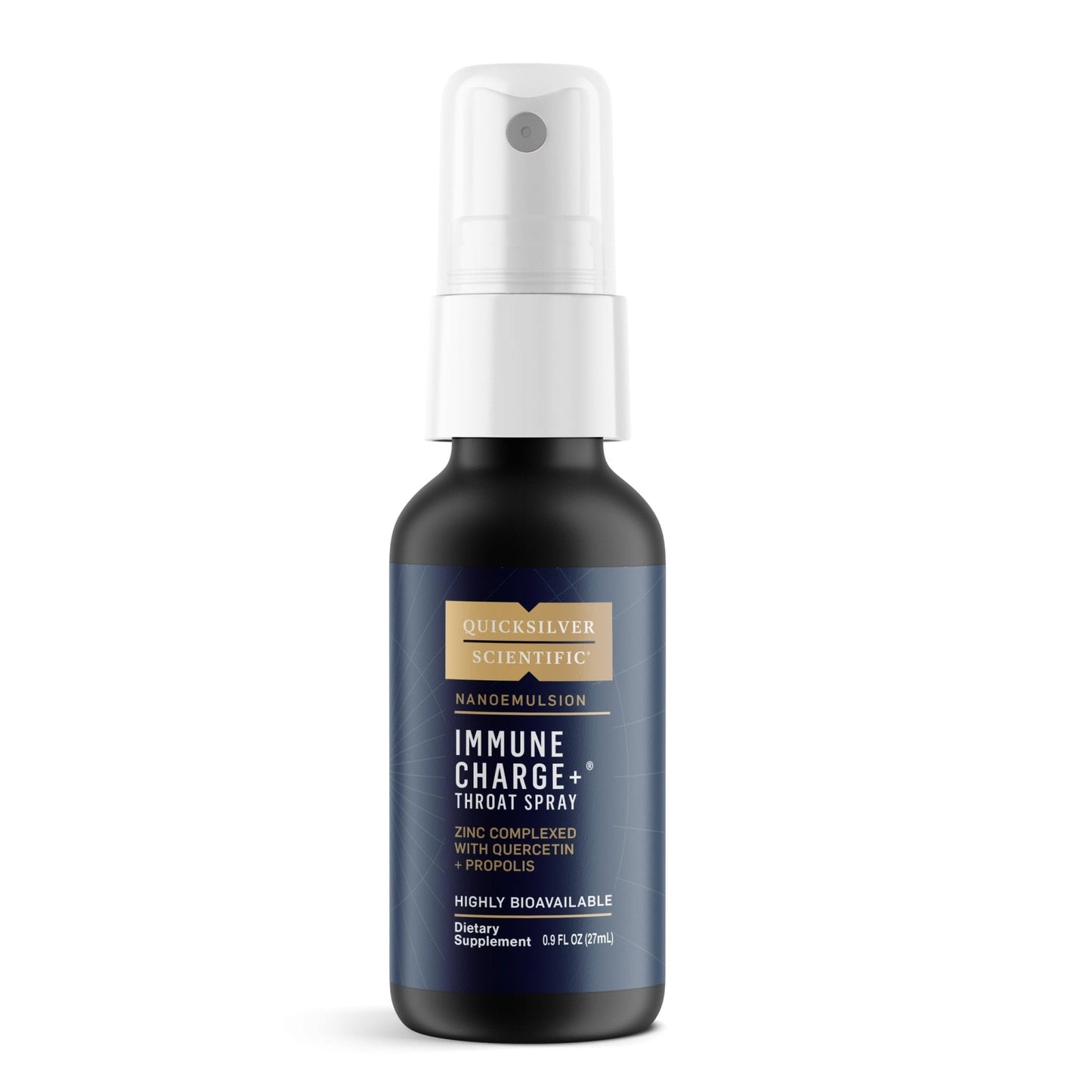 Quicksilver Scientific Immune Charge+ Zinc Throat Spray - Immune Support Liquid Supplement with Quercetin - 'Throat Coat' with Liposomal Absorption Technology (0.9 fl oz / 27ml) - Maple Wellness Supplements