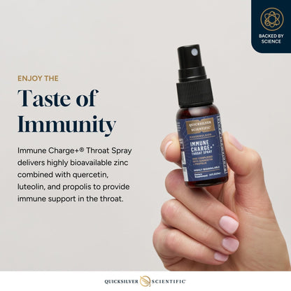 Quicksilver Scientific Immune Charge+ Zinc Throat Spray - Immune Support Liquid Supplement with Quercetin - 'Throat Coat' with Liposomal Absorption Technology (0.9 fl oz / 27ml) - Maple Wellness Supplements