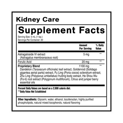 Quicksilver Scientific Kidney Care - Kidney Cleanse & Lymphatic Drainage Supplements - Astragaloside IV Extract, Zhu Ling, Goldenrod, Ferulic Acid, He Shou Wu & Dandelion Leaf (3.38oz / 100ml) - Maple Wellness Supplements