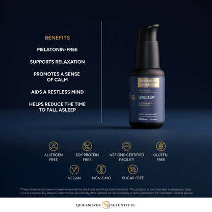 Quicksilver Scientific LipoCalm - Liposomal GABA with Herbs for Relaxation Support - Chamomile, Passionflower Herb & Skullcap Supplement for Peace of Mind & Sleep Calm Support (1.7oz / 50ml) - Maple Wellness Supplements