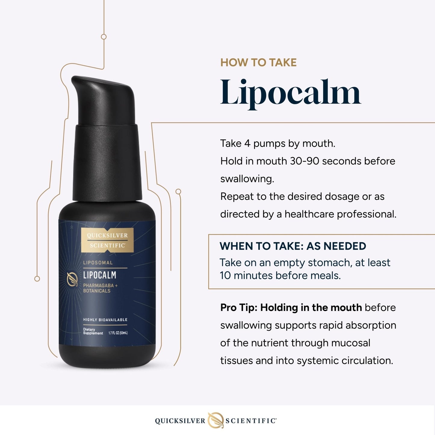 Quicksilver Scientific LipoCalm - Liposomal GABA with Herbs for Relaxation Support - Chamomile, Passionflower Herb & Skullcap Supplement for Peace of Mind & Sleep Calm Support (1.7oz / 50ml) - Maple Wellness Supplements