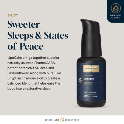 Quicksilver Scientific LipoCalm - Liposomal GABA with Herbs for Relaxation Support - Chamomile, Passionflower Herb & Skullcap Supplement for Peace of Mind & Sleep Calm Support (1.7oz / 50ml) - Maple Wellness Supplements