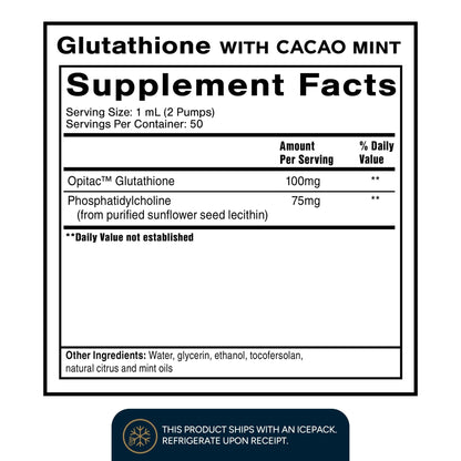 Quicksilver Scientific Liposomal Glutathione - Superior Absorption Oral Glutathione Supplement for Detox & Immune Support - Cacao Mint (1.7 fl oz) - Maple Wellness Supplements