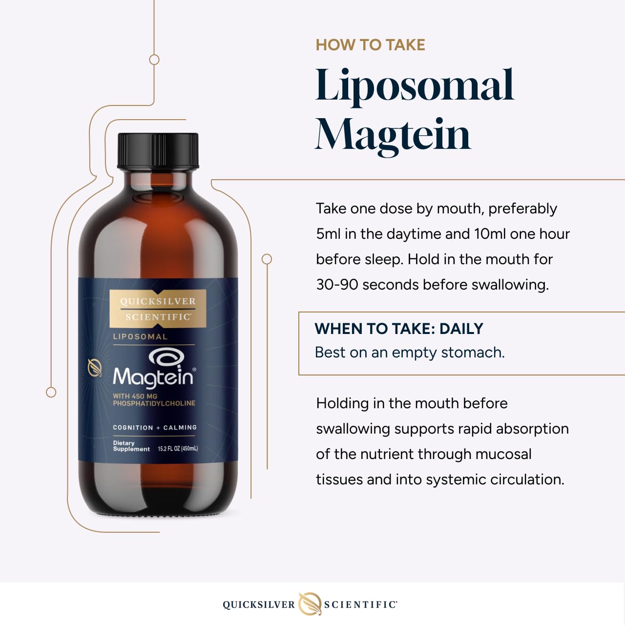 Quicksilver Scientific Liposomal Magtein - Magnesium Supplement for Brain Function Support - Stress, Sleep & Memory Support - Gluten-Free, Sugar-Free & Vegan - 15.2 fl oz (30 Servings) - Maple Wellness Supplements