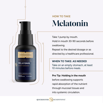 Quicksilver Scientific Liposomal Melatonin - Bedtime, Jet Lag & Immune Support Liquid for Adults - Efficient, Superior Absorption 1mg to Minimize Morning Drowsiness (30 ml) - Maple Wellness Supplements