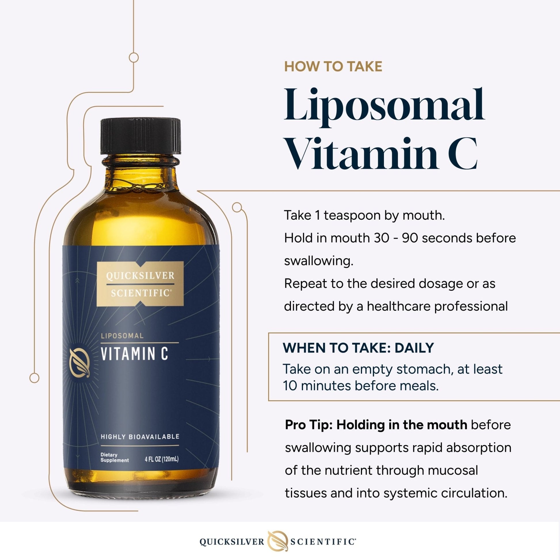 Quicksilver Scientific Liposomal Vitamin C - 1000mg Buffered Liquid Vitamin C Supplement - Immune + Antioxidant Support - Liposomes for Superior Absorption - Vegan + Non-GMO (4oz / 120ml) - Maple Wellness Supplements