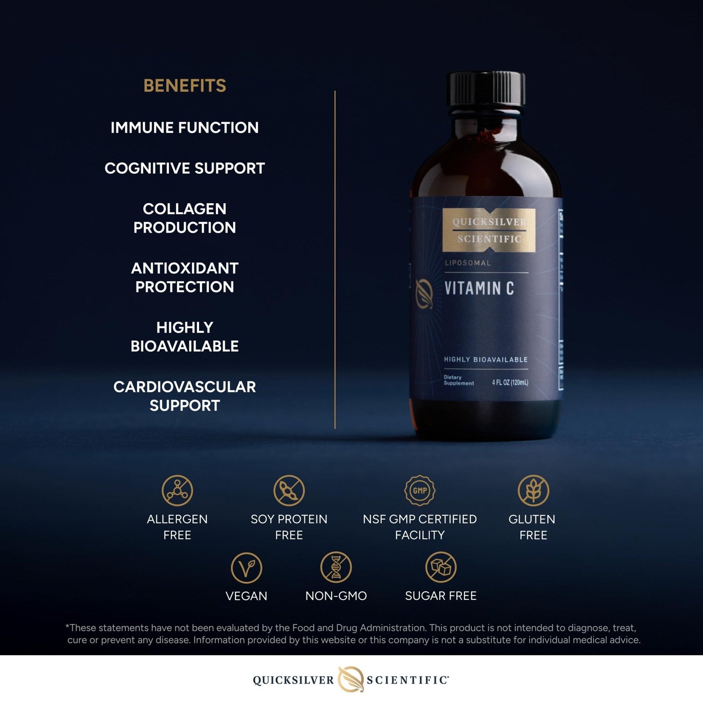 Quicksilver Scientific Liposomal Vitamin C - 1000mg Buffered Liquid Vitamin C Supplement - Immune + Antioxidant Support - Liposomes for Superior Absorption - Vegan + Non-GMO (4oz / 120ml) - Maple Wellness Supplements