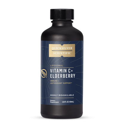 Quicksilver Scientific Liposomal Vitamin C + Elderberry - 1000mg with Superior Absorption Technology & Tocotrienols - Antioxidant & Immune Support Tonic (100ml), 1 Item - Maple Wellness Supplements