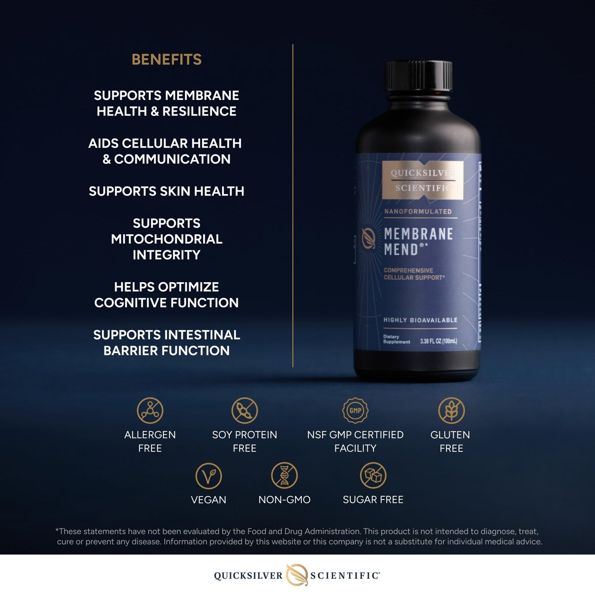 Quicksilver Scientific Membrane Mend - Brain, Cellular & Healthy Aging Support with Phosphatidyl Choline (PC), Vitamin E Tocotrienols, Ahiflower Oil & Astaxanthin Supplements (3.38oz / 100ml) - Maple Wellness Supplements