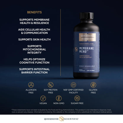 Quicksilver Scientific Membrane Mend - Brain, Cellular & Healthy Aging Support with Phosphatidyl Choline (PC), Vitamin E Tocotrienols, Ahiflower Oil & Astaxanthin Supplements (3.38oz / 100ml) - Maple Wellness Supplements