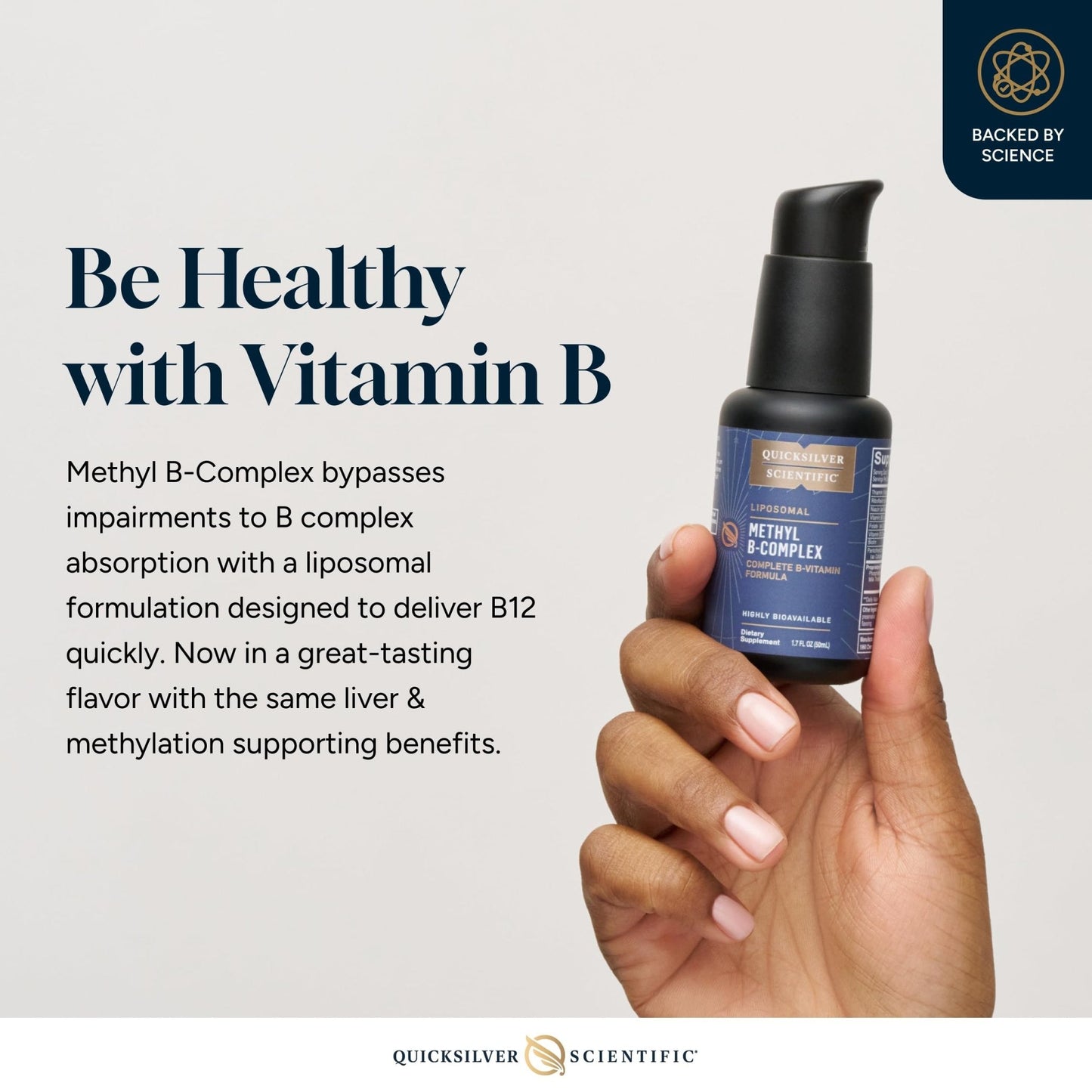 Quicksilver Scientific Methyl B Complex - Liquid Vitamin with Superior Liposomal Absorption of Vitamin B12, Folate, Vitamin B6, Riboflavin, Biotin, Pantothenic Acid, Vitamin B1, Niacin (50 ml) - Maple Wellness Supplements