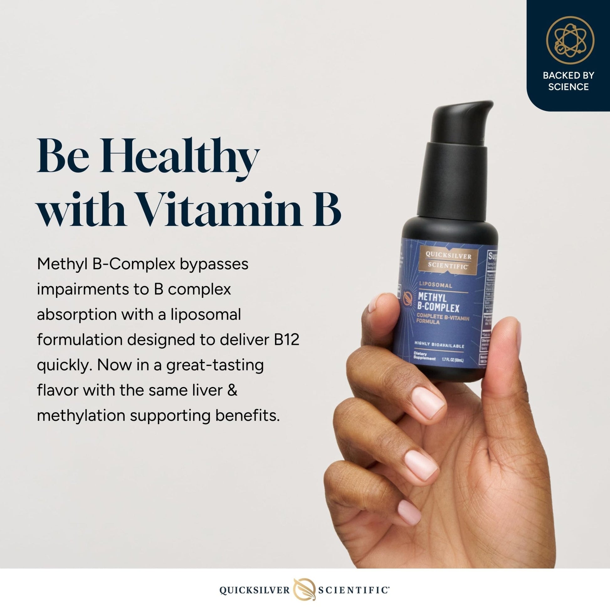 Quicksilver Scientific Methyl B Complex - Liquid Vitamin with Superior Liposomal Absorption of Vitamin B12, Folate, Vitamin B6, Riboflavin, Biotin, Pantothenic Acid, Vitamin B1, Niacin (50 ml) - Maple Wellness Supplements