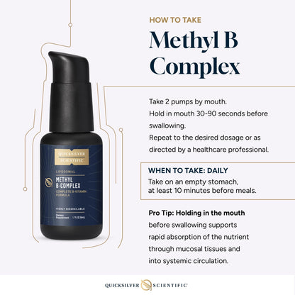 Quicksilver Scientific Methyl B Complex - Liquid Vitamin with Superior Liposomal Absorption of Vitamin B12, Folate, Vitamin B6, Riboflavin, Biotin, Pantothenic Acid, Vitamin B1, Niacin (50 ml) - Maple Wellness Supplements